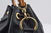 Authentic GUCCI Bamboo 2Way Shoulder Drawstring Bag Leather Black Junk 9319I