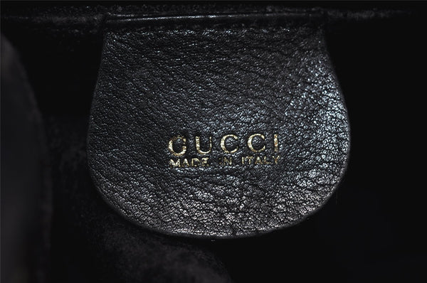 Authentic GUCCI Bamboo 2Way Shoulder Drawstring Bag Leather Black Junk 9319I