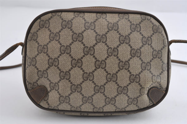 Authentic GUCCI Web Sherry Line Shoulder Bag GG PVC Leather Brown Junk 9322I
