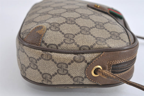 Authentic GUCCI Web Sherry Line Shoulder Bag GG PVC Leather Brown Junk 9322I