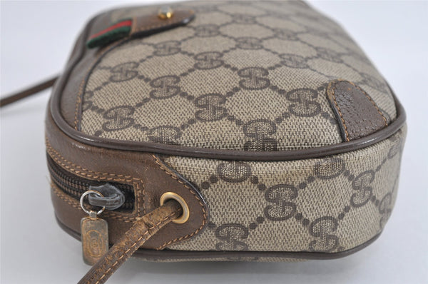 Authentic GUCCI Web Sherry Line Shoulder Bag GG PVC Leather Brown Junk 9322I