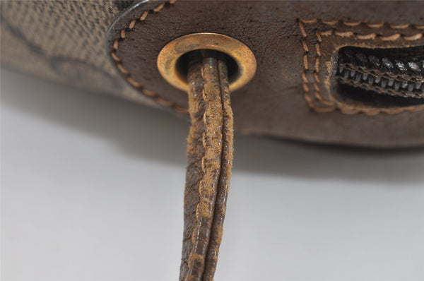 Authentic GUCCI Web Sherry Line Shoulder Bag GG PVC Leather Brown Junk 9322I