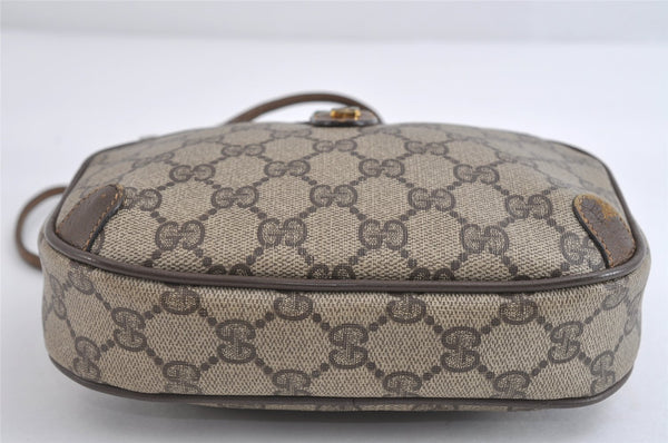 Authentic GUCCI Web Sherry Line Shoulder Bag GG PVC Leather Brown Junk 9322I