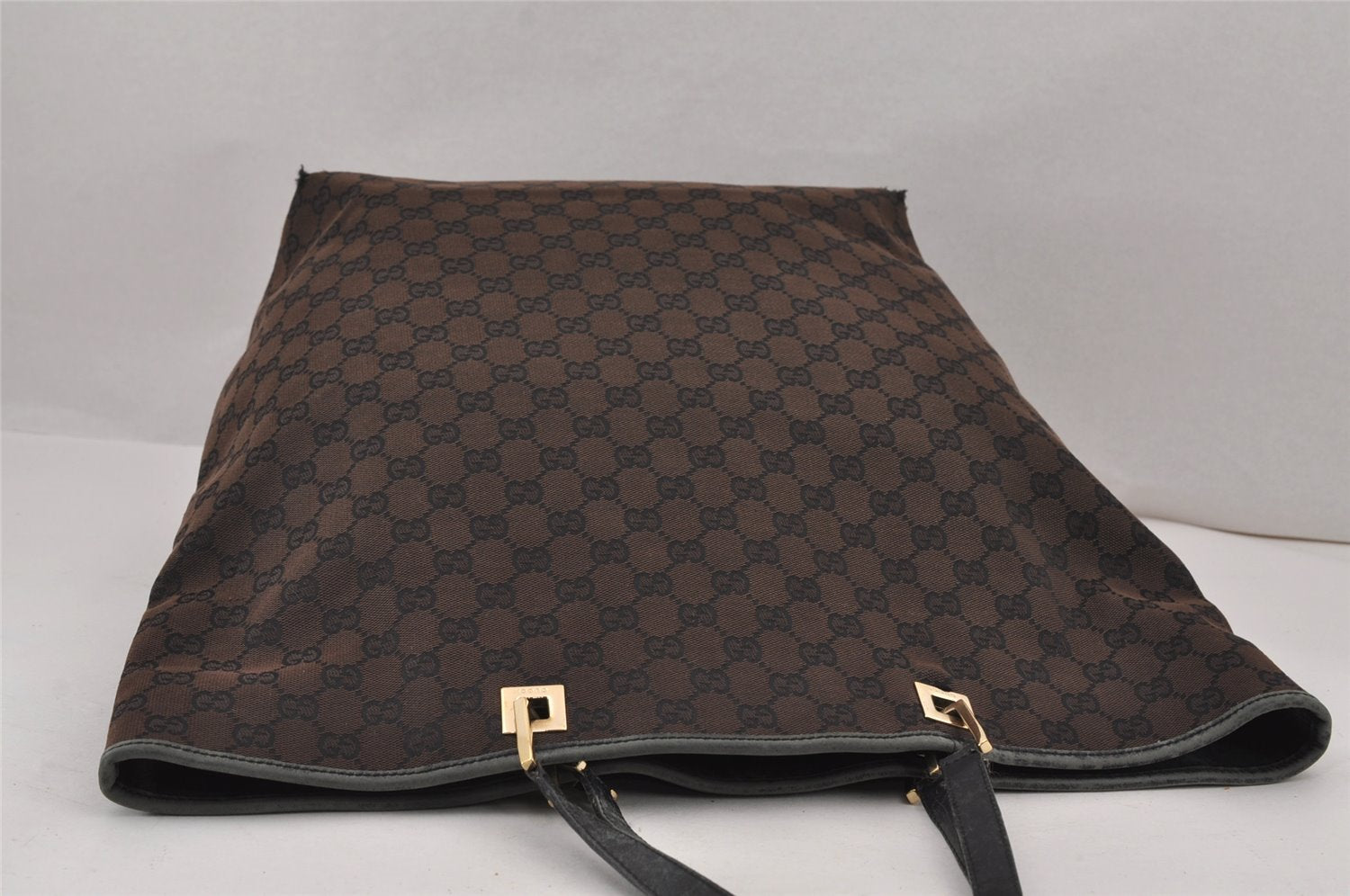 Authentic GUCCI Vintage Shoulder Tote Bag GG Canvas Leather 0021097 Brown 9324J