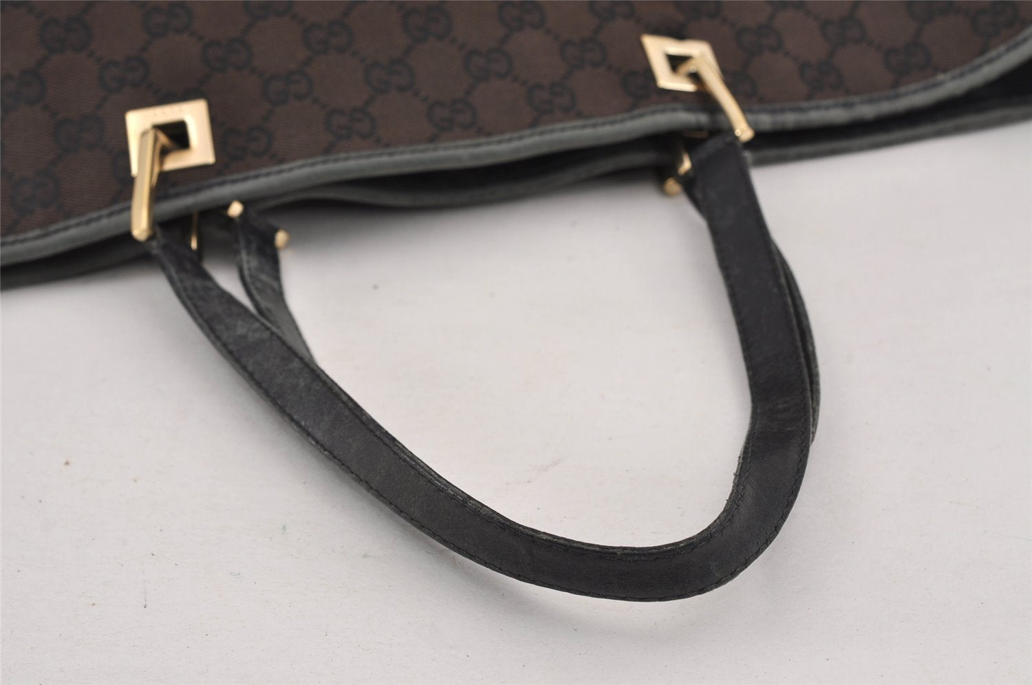 Authentic GUCCI Vintage Shoulder Tote Bag GG Canvas Leather 0021097 Brown 9324J