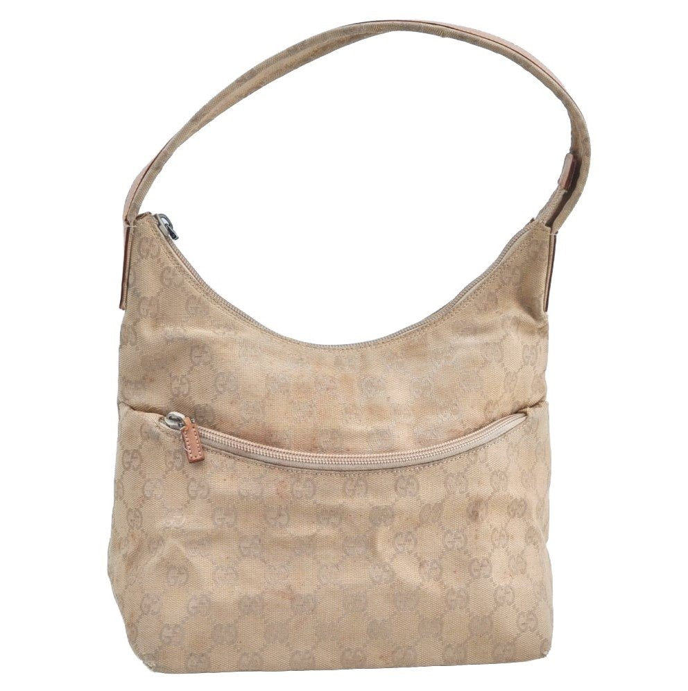 Authentic GUCCI Vintage Shoulder Hand Bag GG Canvas Leather 0013386 Beige 9325G