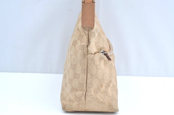 Authentic GUCCI Vintage Shoulder Hand Bag GG Canvas Leather 0013386 Beige 9325G