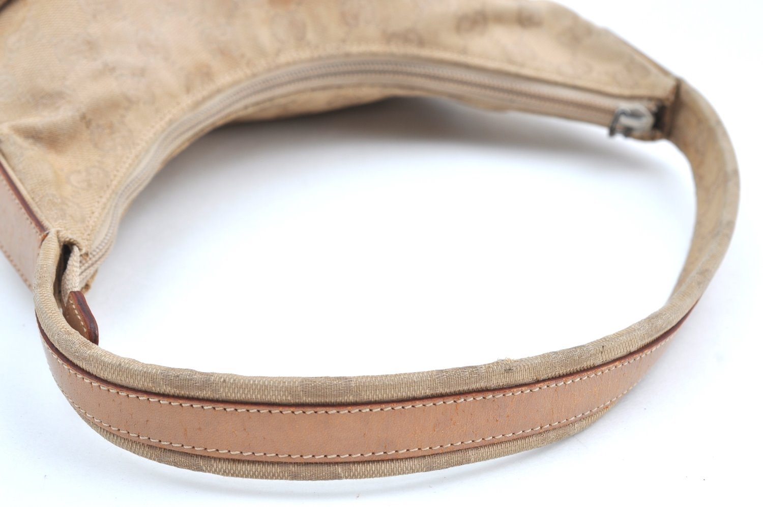 Authentic GUCCI Vintage Shoulder Hand Bag GG Canvas Leather 0013386 Beige 9325G