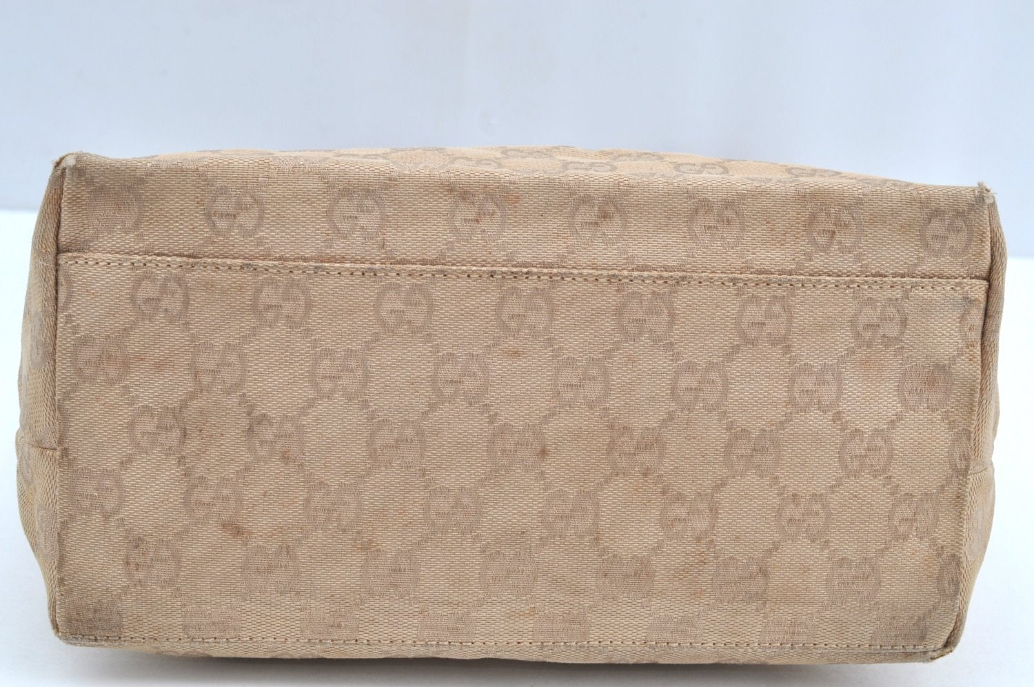 Authentic GUCCI Vintage Shoulder Hand Bag GG Canvas Leather 0013386 Beige 9325G