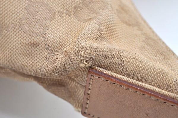 Authentic GUCCI Vintage Shoulder Hand Bag GG Canvas Leather 0013386 Beige 9325G
