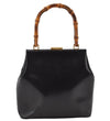 Authentic GUCCI Vintage Bamboo Shoulder Bag Purse Leather Black Junk 9325I