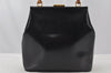 Authentic GUCCI Vintage Bamboo Shoulder Bag Purse Leather Black Junk 9325I