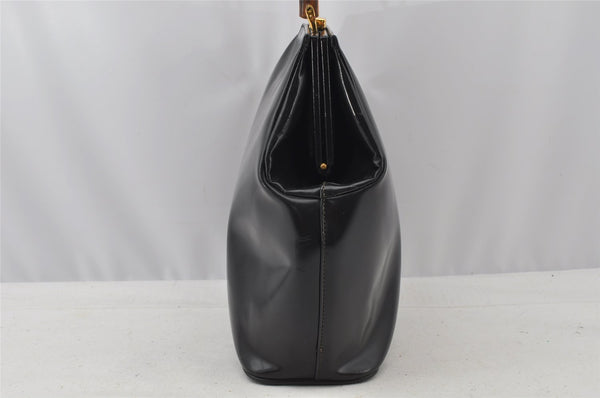 Authentic GUCCI Vintage Bamboo Shoulder Bag Purse Leather Black Junk 9325I