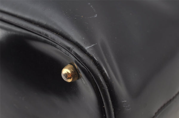 Authentic GUCCI Vintage Bamboo Shoulder Bag Purse Leather Black Junk 9325I