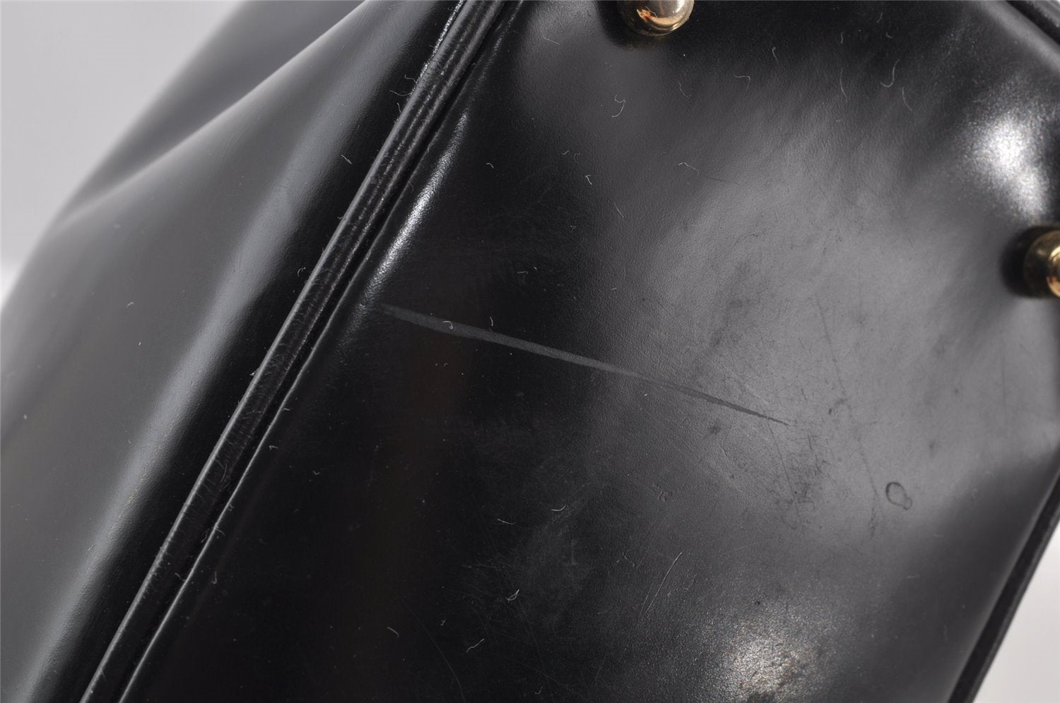 Authentic GUCCI Vintage Bamboo Shoulder Bag Purse Leather Black Junk 9325I