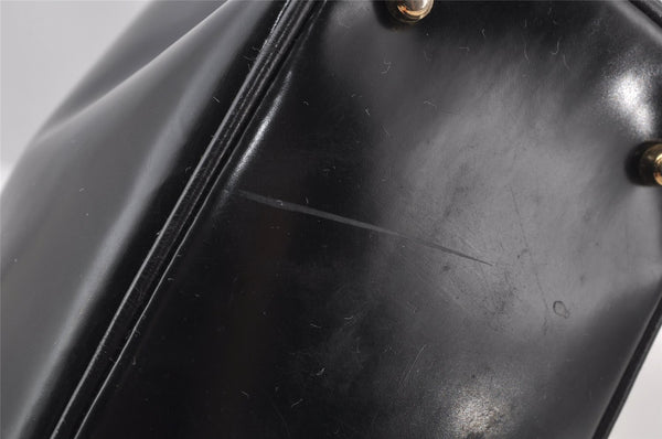 Authentic GUCCI Vintage Bamboo Shoulder Bag Purse Leather Black Junk 9325I