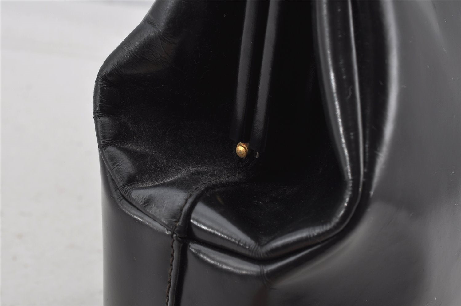 Authentic GUCCI Vintage Bamboo Shoulder Bag Purse Leather Black Junk 9325I