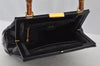 Authentic GUCCI Vintage Bamboo Shoulder Bag Purse Leather Black Junk 9325I