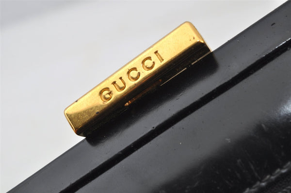 Authentic GUCCI Vintage Bamboo Shoulder Bag Purse Leather Black Junk 9325I