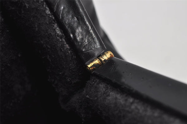 Authentic GUCCI Vintage Bamboo Shoulder Bag Purse Leather Black Junk 9325I