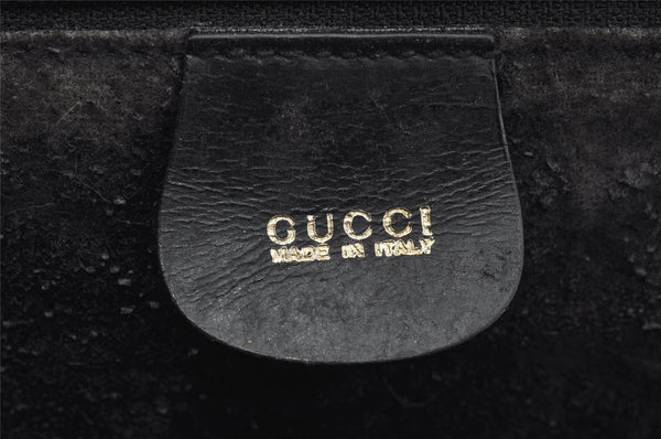 Authentic GUCCI Vintage Bamboo Shoulder Bag Purse Leather Black Junk 9325I