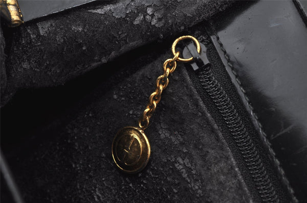 Authentic GUCCI Vintage Bamboo Shoulder Bag Purse Leather Black Junk 9325I