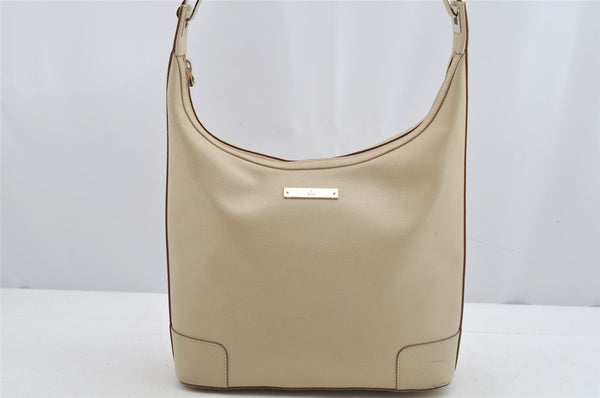 Authentic GUCCI Vintage Shoulder Handbag Purse Leather 0014204 Beige 9325J
