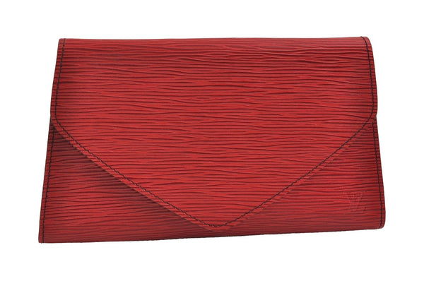 Authentic Louis Vuitton Epi Arts Deco PM Clutch Hand Bag Red M52647 LV 9327I