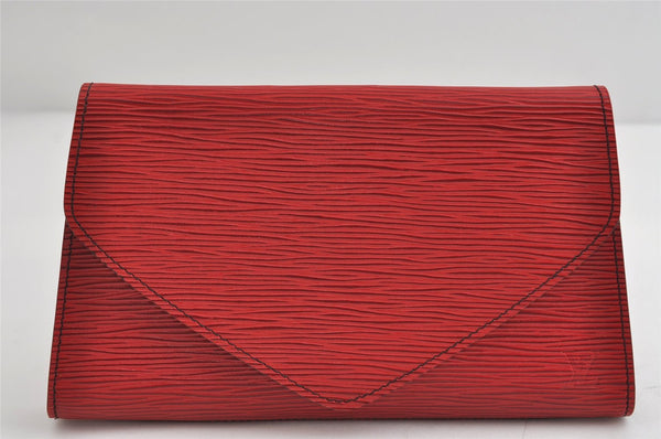 Authentic Louis Vuitton Epi Arts Deco PM Clutch Hand Bag Red M52647 LV 9327I