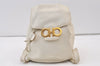 Authentic Salvatore Ferragamo Vintage Gancini Backpack Purse Leather White 9327J