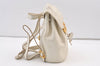 Authentic Salvatore Ferragamo Vintage Gancini Backpack Purse Leather White 9327J