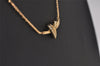 Authentic Christian Dior Gold Tone Rhinestone Chain Pendant Necklace CD 9329I