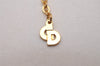 Authentic Christian Dior Gold Tone Rhinestone Chain Pendant Necklace CD 9329I