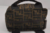 Authentic FENDI Vintage Zucca Hand Bag Purse Nylon Leather Brown 9329J