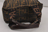 Authentic FENDI Vintage Zucca Hand Bag Purse Nylon Leather Brown 9329J