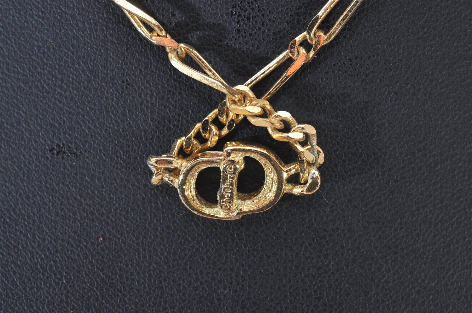 Authentic Christian Dior Gold Tone Chain Pendant Necklace CD 9330I