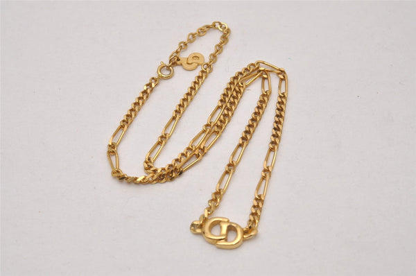 Authentic Christian Dior Gold Tone Chain Pendant Necklace CD 9330I