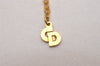 Authentic Christian Dior Gold Tone Chain Pendant Necklace CD 9330I