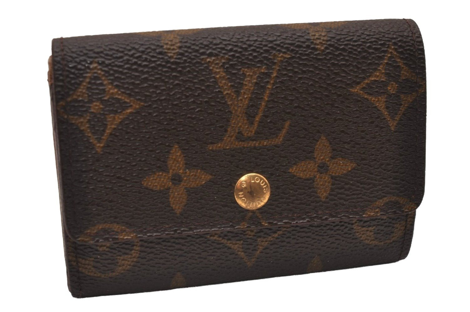 Authentic Louis Vuitton Monogram Porte Monnaie Plat Coin Purse M61930 LV 9331I