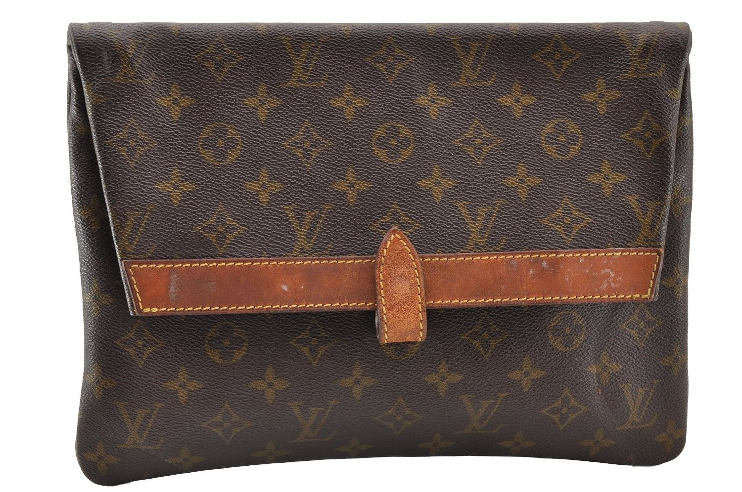 Auth Louis Vuitton Monogram Pochette Pliante Clutch Hand Bag Old Model LV 9332I