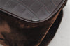 Authentic PRADA Stampa Cocco Leather Velour Hand Bag Purse B7593 Brown 9332J