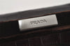 Authentic PRADA Stampa Cocco Leather Velour Hand Bag Purse B7593 Brown 9332J