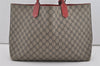 Authentic GUCCI Reversible Shoulder Tote Bag GG PVC Leather Brown Red Junk 9333I