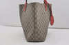 Authentic GUCCI Reversible Shoulder Tote Bag GG PVC Leather Brown Red Junk 9333I