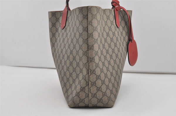 Authentic GUCCI Reversible Shoulder Tote Bag GG PVC Leather Brown Red Junk 9333I