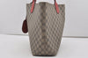 Authentic GUCCI Reversible Shoulder Tote Bag GG PVC Leather Brown Red Junk 9333I