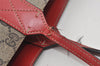 Authentic GUCCI Reversible Shoulder Tote Bag GG PVC Leather Brown Red Junk 9333I