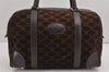 Authentic CELINE Macadam Blason Hand Boston Bag Suede Leather Brown 9333J