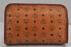 Authentic MCM Vintage Visetos Leather Clutch Hand Bag Purse Brown 9336J