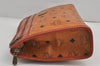 Authentic MCM Vintage Visetos Leather Clutch Hand Bag Purse Brown 9336J